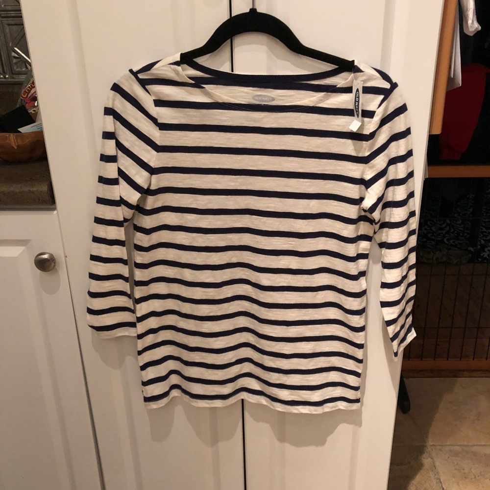 Long Sleeve navy striped shirt